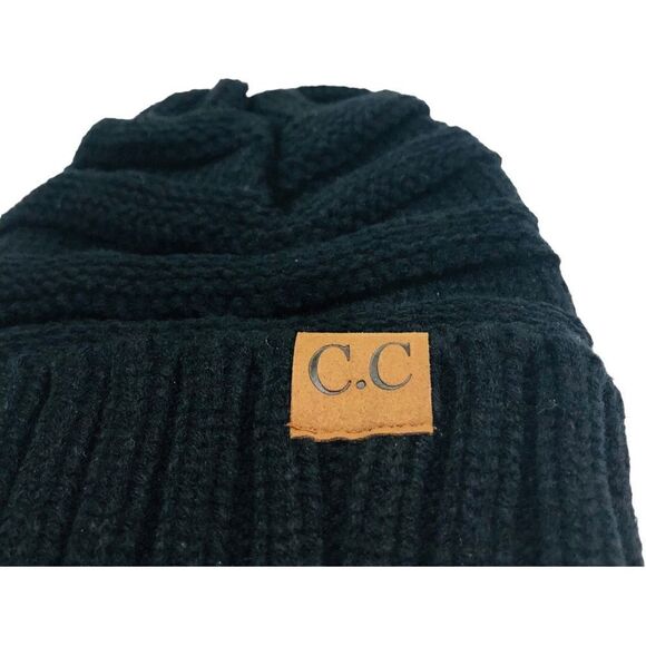 C.C Black Cable Knit Winter Beanie - Picture 6 of 8